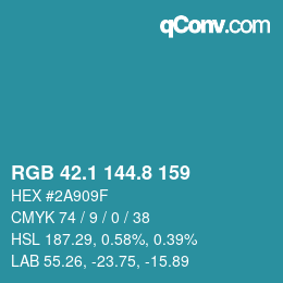 Color code: RGB 42.1 144.8 159 | qconv.com