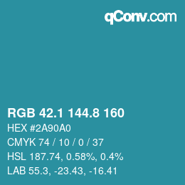 Farbcode: RGB 42.1 144.8 160 | qconv.com