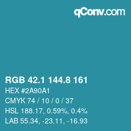カラーコード: RGB 42.1 144.8 161 | qconv.com