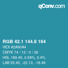 Color code: RGB 42.1 144.8 164 | qconv.com