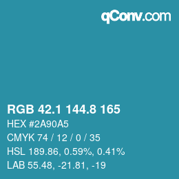 Farbcode: RGB 42.1 144.8 165 | qconv.com