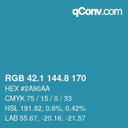Farbcode: RGB 42.1 144.8 170 | qconv.com
