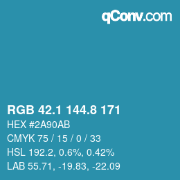 Color code: RGB 42.1 144.8 171 | qconv.com