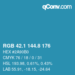 カラーコード: RGB 42.1 144.8 176 | qconv.com