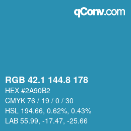 Color code: RGB 42.1 144.8 178 | qconv.com