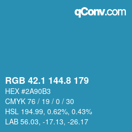 Color code: RGB 42.1 144.8 179 | qconv.com