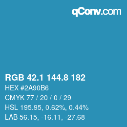 カラーコード: RGB 42.1 144.8 182 | qconv.com