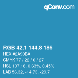 カラーコード: RGB 42.1 144.8 186 | qconv.com