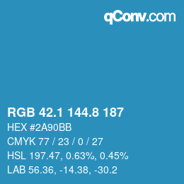 カラーコード: RGB 42.1 144.8 187 | qconv.com