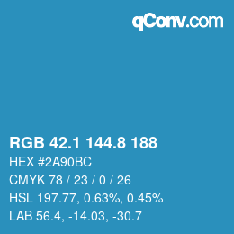 Color code: RGB 42.1 144.8 188 | qconv.com