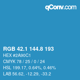 Color code: RGB 42.1 144.8 193 | qconv.com