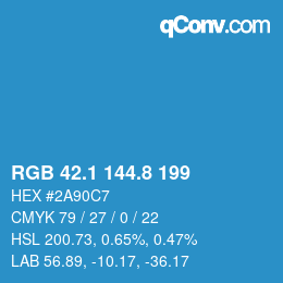 カラーコード: RGB 42.1 144.8 199 | qconv.com