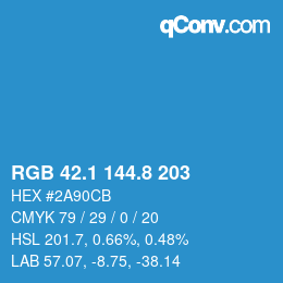 Farbcode: RGB 42.1 144.8 203 | qconv.com