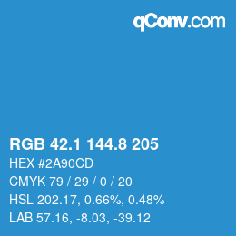 カラーコード: RGB 42.1 144.8 205 | qconv.com