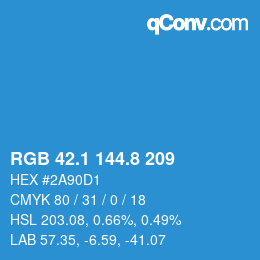 カラーコード: RGB 42.1 144.8 209 | qconv.com