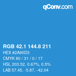 Color code: RGB 42.1 144.8 211 | qconv.com