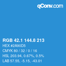 カラーコード: RGB 42.1 144.8 213 | qconv.com
