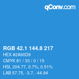 Farbcode: RGB 42.1 144.8 217 | qconv.com