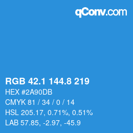 カラーコード: RGB 42.1 144.8 219 | qconv.com