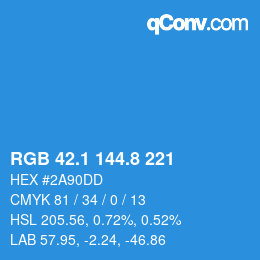 Color code: RGB 42.1 144.8 221 | qconv.com