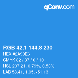 Color code: RGB 42.1 144.8 230 | qconv.com