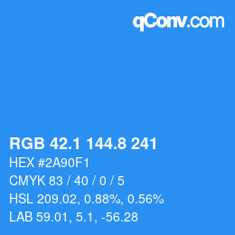 Color code: RGB 42.1 144.8 241 | qconv.com