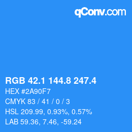 カラーコード: RGB 42.1 144.8 247.4 | qconv.com