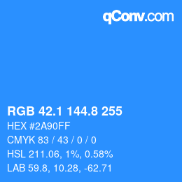 Color code: RGB 42.1 144.8 255 | qconv.com
