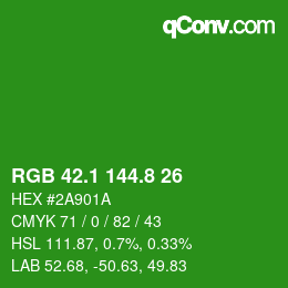 カラーコード: RGB 42.1 144.8 26 | qconv.com