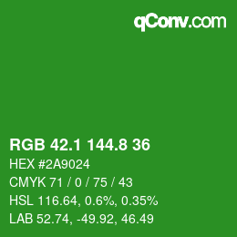 カラーコード: RGB 42.1 144.8 36 | qconv.com