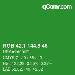 カラーコード: RGB 42.1 144.8 46 | qconv.com