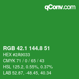 カラーコード: RGB 42.1 144.8 51 | qconv.com