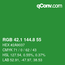 カラーコード: RGB 42.1 144.8 55 | qconv.com