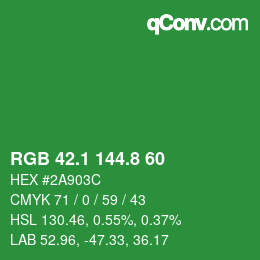 カラーコード: RGB 42.1 144.8 60 | qconv.com