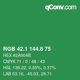 カラーコード: RGB 42.1 144.8 75 | qconv.com