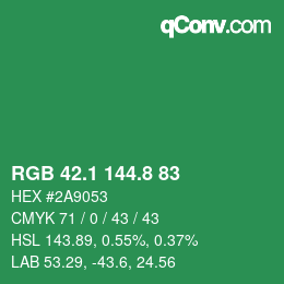 カラーコード: RGB 42.1 144.8 83 | qconv.com