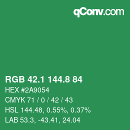 カラーコード: RGB 42.1 144.8 84 | qconv.com