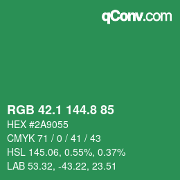 カラーコード: RGB 42.1 144.8 85 | qconv.com