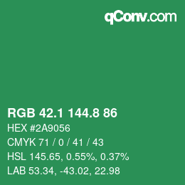 カラーコード: RGB 42.1 144.8 86 | qconv.com