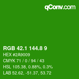 カラーコード: RGB 42.1 144.8 9 | qconv.com