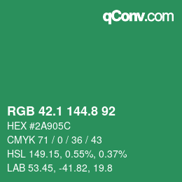 カラーコード: RGB 42.1 144.8 92 | qconv.com