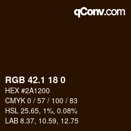 Color code: RGB 42.1 18 0 | qconv.com