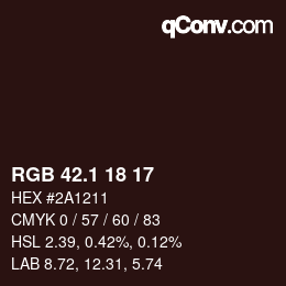 カラーコード: RGB 42.1 18 17 | qconv.com