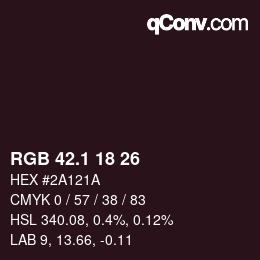 カラーコード: RGB 42.1 18 26 | qconv.com