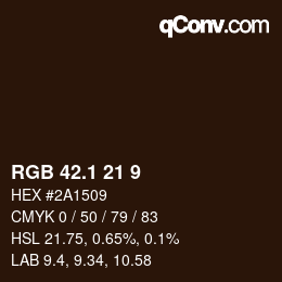 カラーコード: RGB 42.1 21 9 | qconv.com