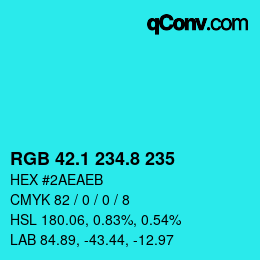 カラーコード: RGB 42.1 234.8 235 | qconv.com