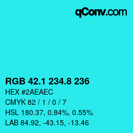 カラーコード: RGB 42.1 234.8 236 | qconv.com