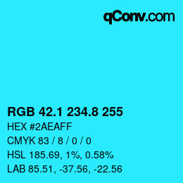 カラーコード: RGB 42.1 234.8 255 | qconv.com