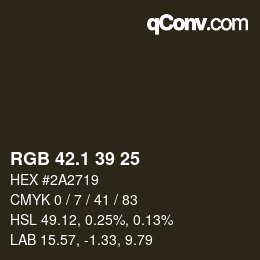 カラーコード: RGB 42.1 39 25 | qconv.com