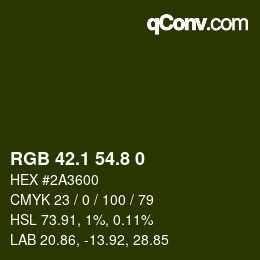 Color code: RGB 42.1 54.8 0 | qconv.com